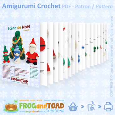 Sapin de noël, Pere noël, Bonhomme de neige & Lutin / Christmas Tree, Santa, Snowman & Elf - Amigurumi Crochet - FROGandTOAD Créations